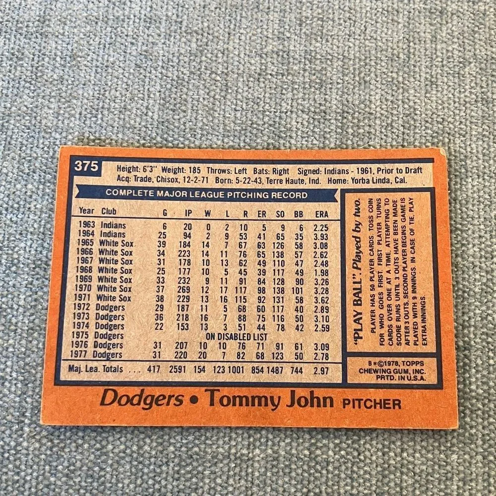 1978 Topps Los Angeles Dodgers Baseball Card Trading Card